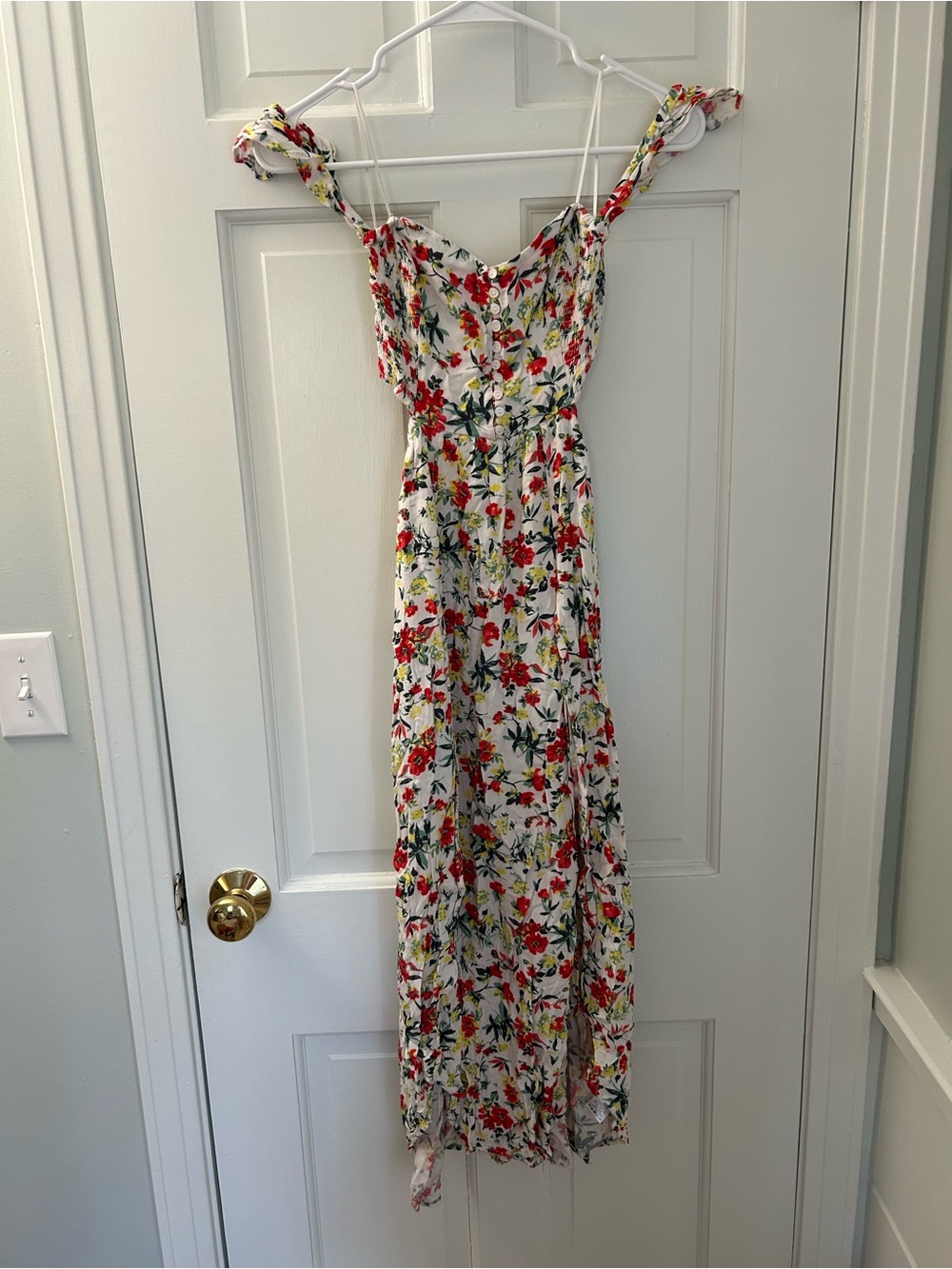 Lulu's White Floral Off-Shoulder Maxi Dress - Picture 3 of 8